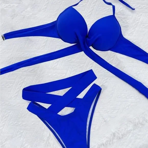 NEW Strappy Blue Swimsuit - Picture 3 of 6